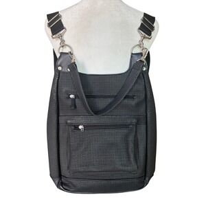 Urbanoxide Backpack Large Black Rubbery Studded Convertible Shoulder Bag